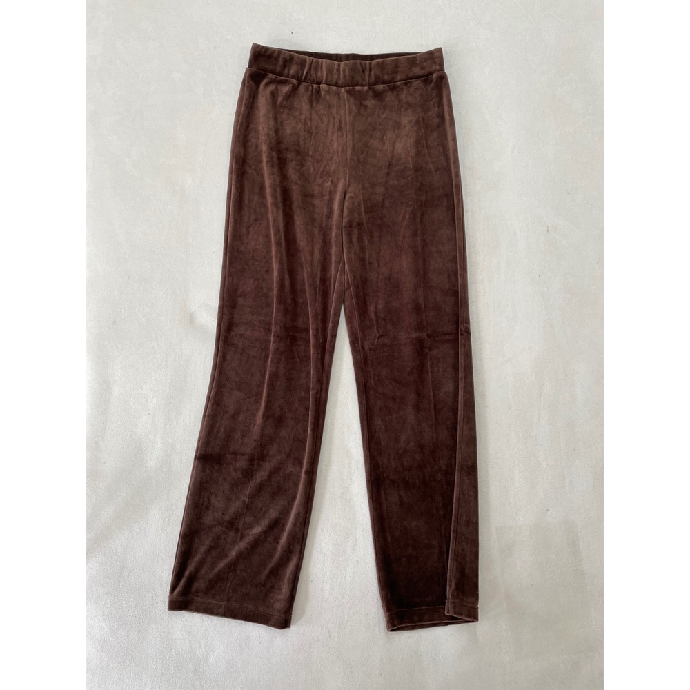 Jones New York Signature Brown Velour Straight Leg Pants Womens Medium Elastic